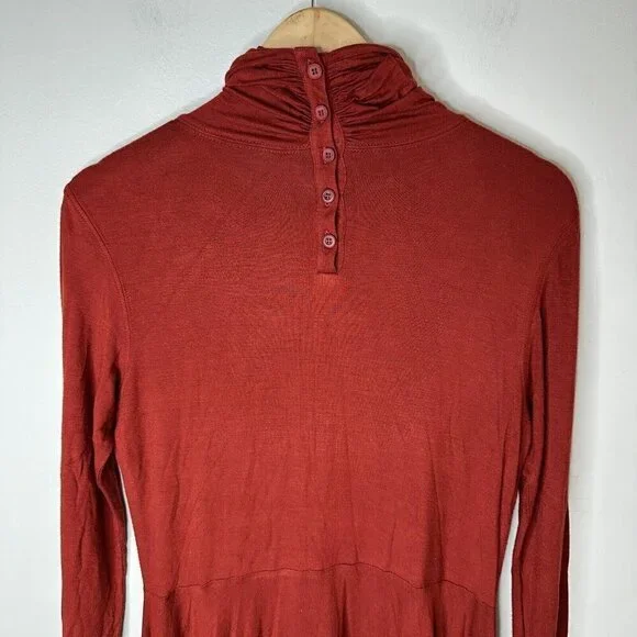 Peruvian Connection Red Knit Long Sleeve Asymmetric Lagenlook Tunic Dress S - Picture 8 of 13